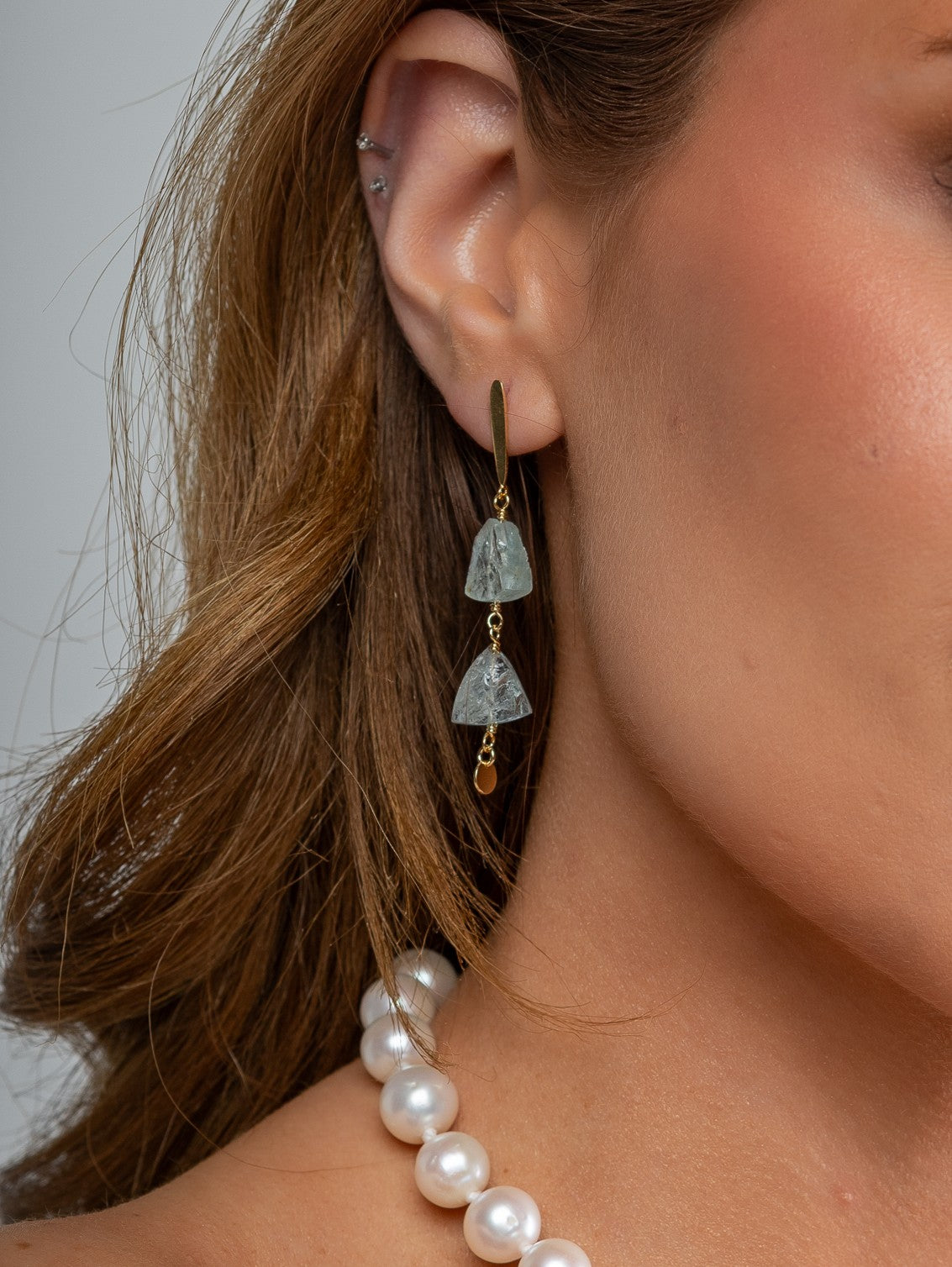 Brinco Prosperidade Água Marinha Medio Prata 925